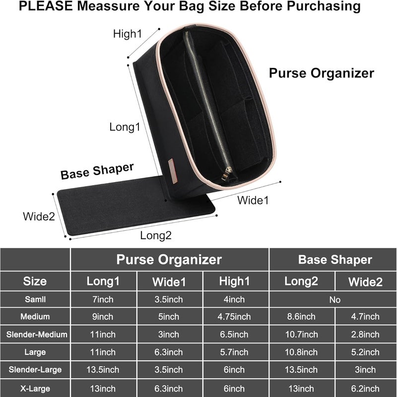Doxo Purse Organizer Insert & Base Shaper, Felt Handbag & Tote Bag Fit LV Graceful(Black,SM) - Image 2